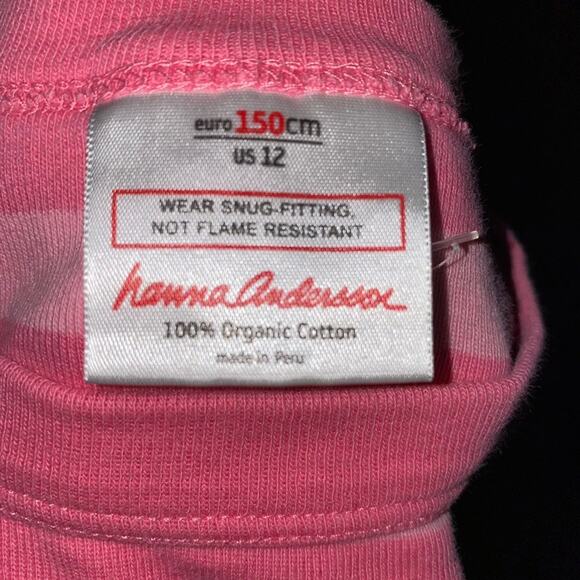 Hanna Andersson Striped Two Piece long john long sleeve Pajama Set sz 12 pink - Picture 7 of 9